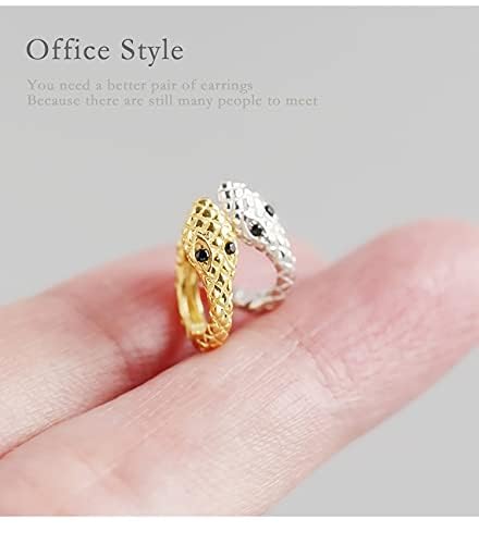 Rockyu ピアス レディース フープ 蛇モチーフ シルバー925 ゴールド/プラチナ仕上げ ジルコニア 両耳用