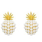 Rockyu ピアス レディース パイナップル ゴールド 真珠 925純銀製スタッド 可愛い両耳用