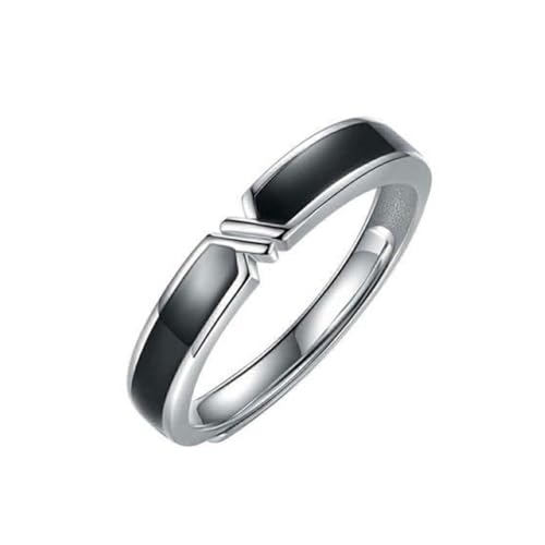 Rockyu ペアリング 2個セット フリーサイズ 純銀製 S925 モダンVラインデザイン 結婚・婚約指輪