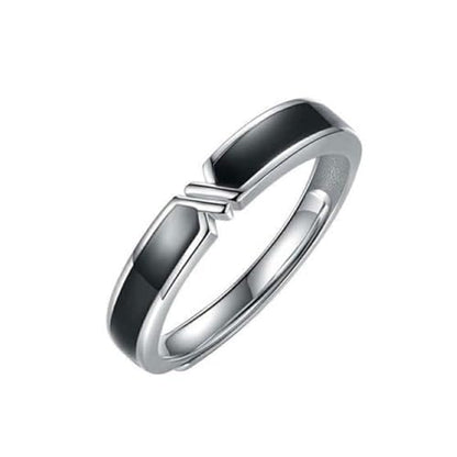 Rockyu ペアリング 2個セット フリーサイズ 純銀製 S925 モダンVラインデザイン 結婚・婚約指輪