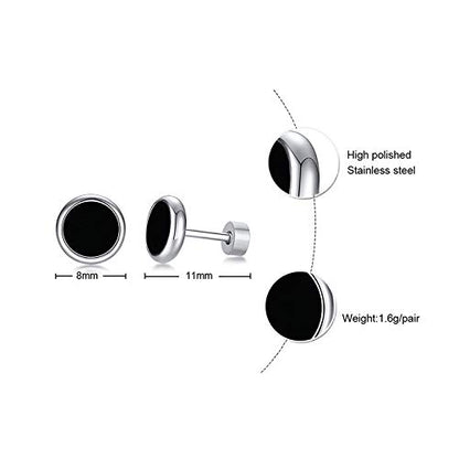 Rockyu ステンレスピアス レディース メンズ 両用 シンプル ラウンドスタッド 金属アレルギー対応 6色展開