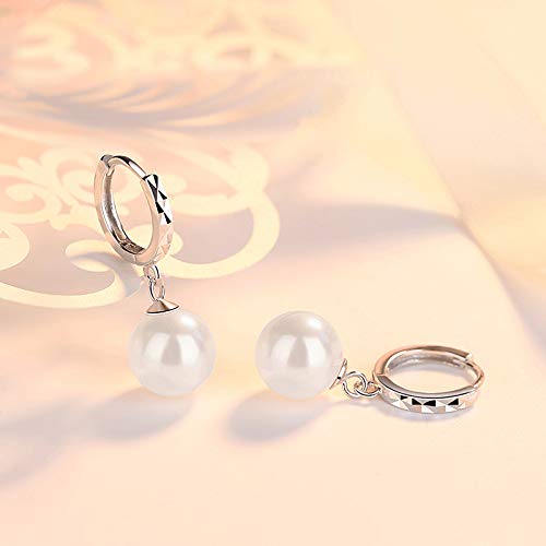 Rockyu イヤリング レディース フープ パール 揺れる シルバー ステンレス製 丸形 ピアス風 アクセサリー