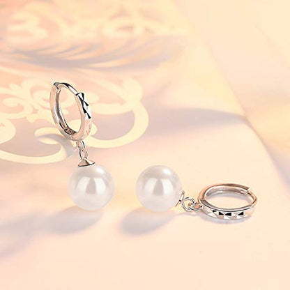 Rockyu イヤリング レディース フープ パール 揺れる シルバー ステンレス製 丸形 ピアス風 アクセサリー
