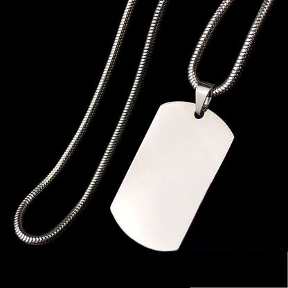 Rockyu ネックレス メンズ タングステンプレート 長方形ペンダント ベネチアンチェーン