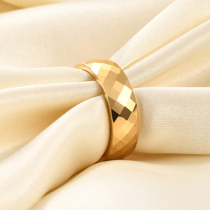 Rockyu タングステンリング メンズ 多面カット ゴールド 8mm幅