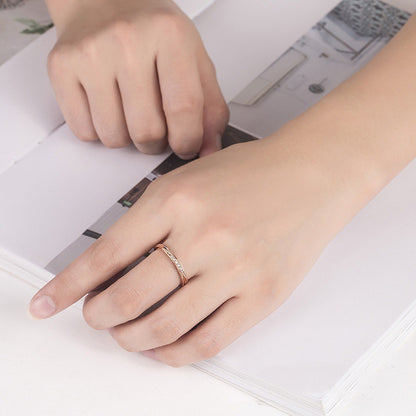 Rockyu レディースリング ピンクゴールド＆シルバー ジルコニア輝く華奢デザイン