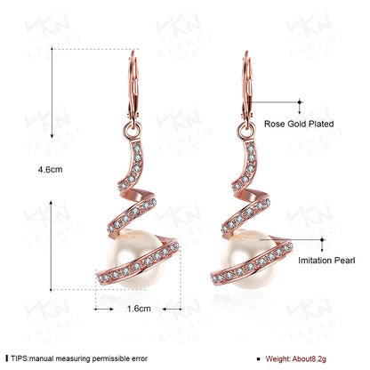 【18K風ピンクゴールドの誘惑】スパイラル×パール ピアス – ゆれる美しさと煌めきを耳元に