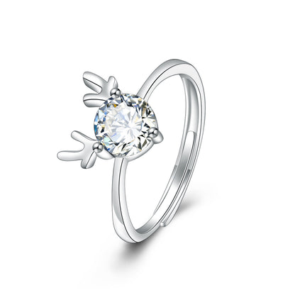 レディース 指輪 フリーサイズ 可愛いジルコニアリング 4デザイン展開 キラキラ大粒シルバーリング