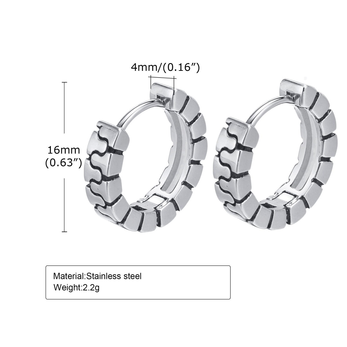 Rockyu ピアス メンズ チタン製 ツイストフープ リング シルバーピアス アレルギー対応