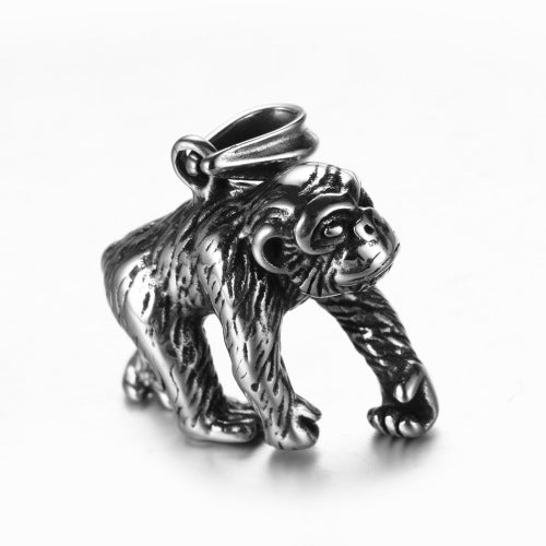 Rockyu ゴリラモチーフネックレス｜ステンレス製リアル造形メンズペンダント