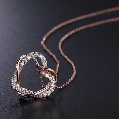 Rockyu ハートモチーフ ネックレス レディース ジルコニア 18Kローズゴールド仕上げ 鏡面仕上げ アレルギー対応