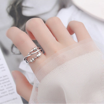 Rockyu フリーサイズ回転リング レディース S925シルバー ストレス軽減リング 個性的デザイン