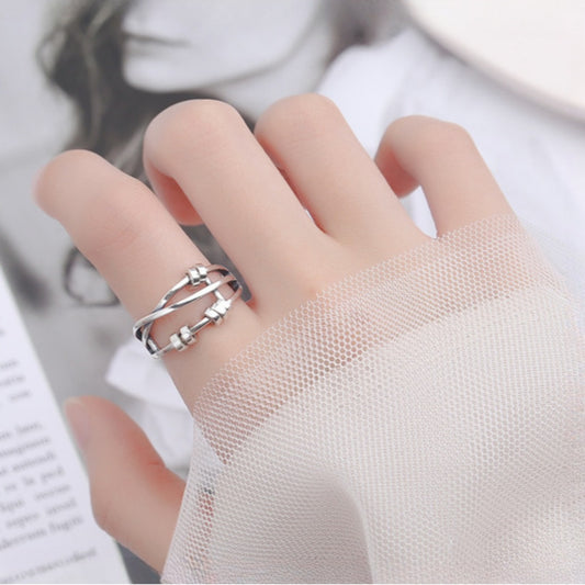 Rockyu フリーサイズ回転リング レディース S925シルバー ストレス軽減リング 個性的デザイン