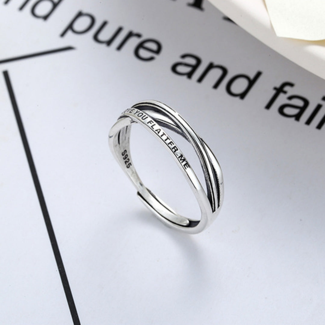 Rockyu インターリーブリング シルバー925 フリーサイズ レディース 英文刻印