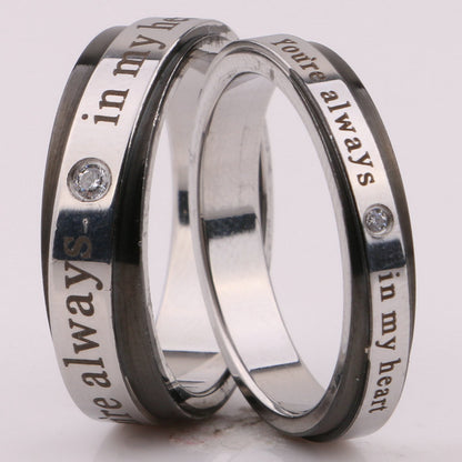 ペアリング シンプル＆ジルコニア付き｜錆びにくいステンレス製カップル指輪