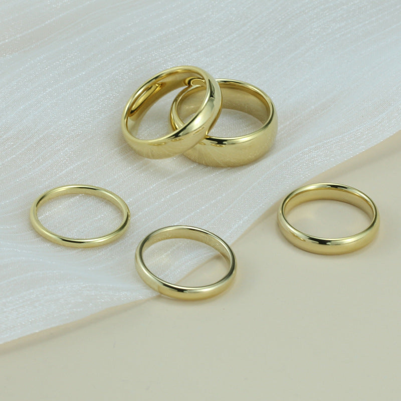 Rockyu タングステンリング ゴールド 鏡面仕上げ シンプル 2mm〜8mm 甲丸 指輪