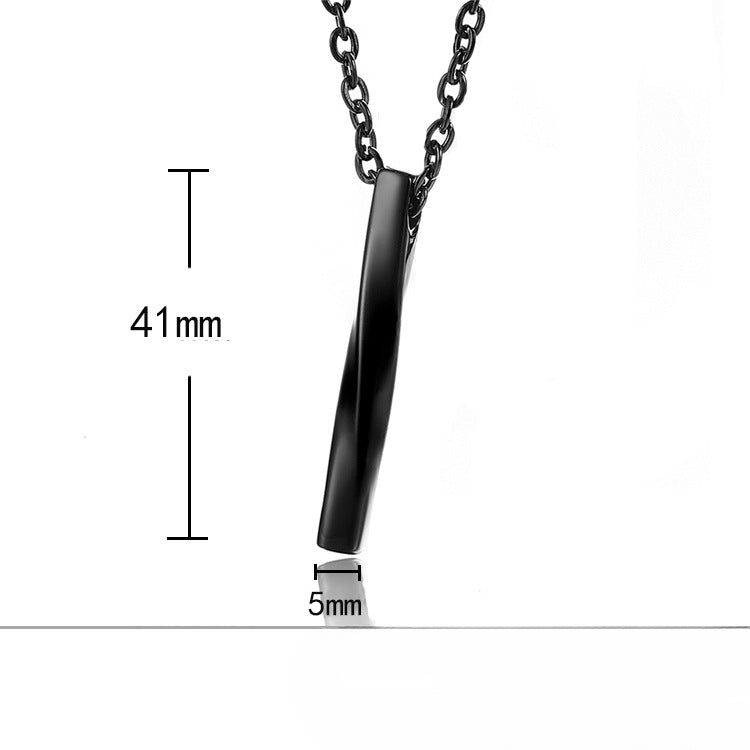 Rockyu ツイストバー ネックレス メンズ 3色展開（ブラック・ゴールド・シルバー）