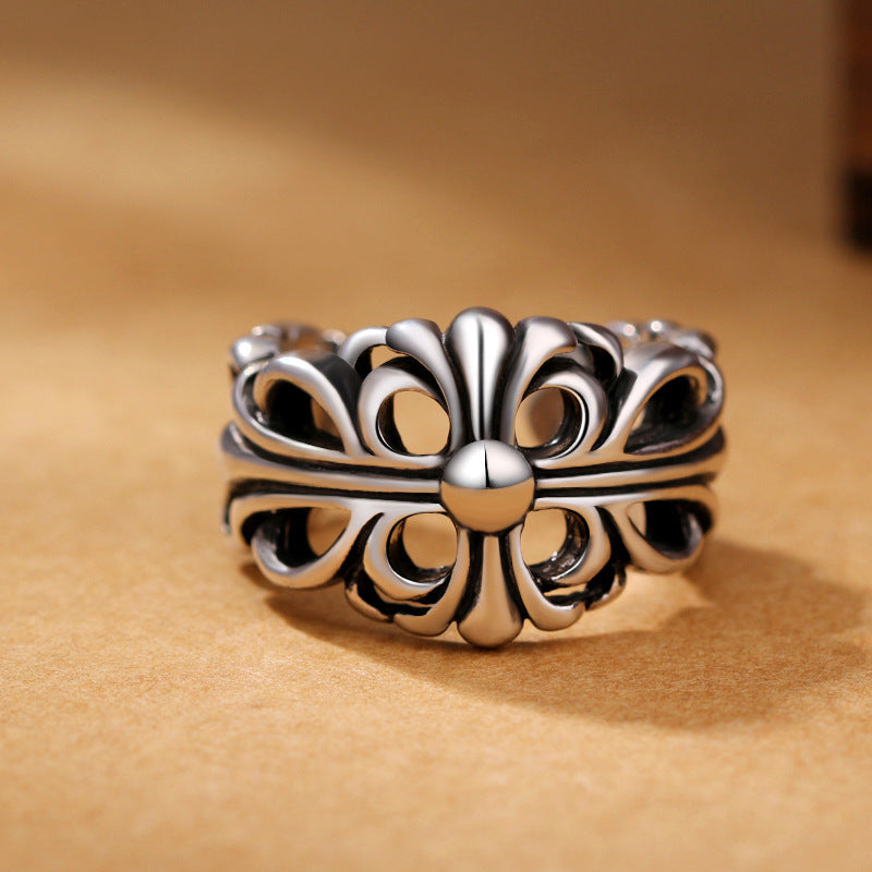 Rockyu ファッション アクセサリー ステンレス リング 指輪 メンズ ステンレス ロック レトロ アンティーク風 プレゼント