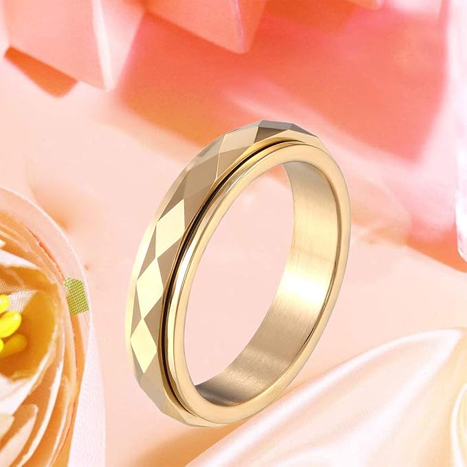 Rockyu ステンレスリング メンズ＆レディース兼用 6mm 幅広 ツイストデザイン