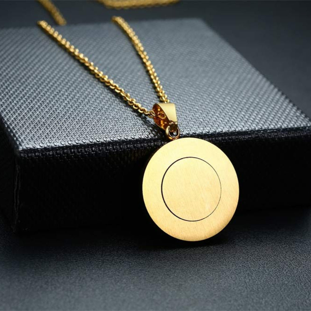 Rockyu 十字架コインネックレス レディース｜18金仕上げ チタン製 メダルペンダント