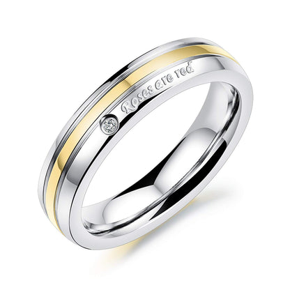 ローズ・アー・レッド ペアリング｜シンプル＆高品質ステンレス製 シルバー×3色ラインが選べる愛の証リング