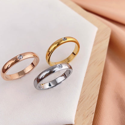 Rockyu シンプル一粒ジルコニアリング｜チタン製レディースリング