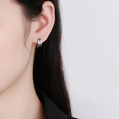 Rockyu 幾何学フープピアス シルバー925｜ユニセックス・ミニマルデザイン・男女兼用アクセサリー