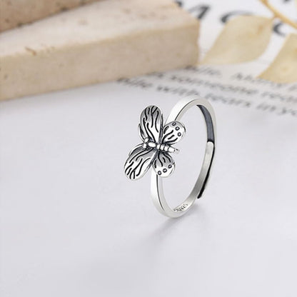 Rockyu 指輪 レディース フリーサイズ シルバー925 蝶々モチーフ リング 可愛い 調整可能 おしゃれ プレゼント