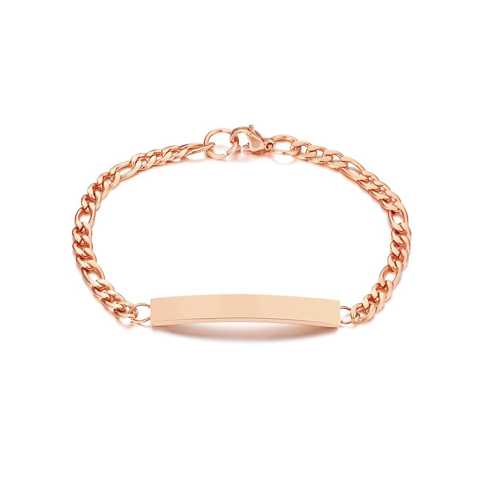 Rockyu ブレスレット レディース プレート チェーン ステンレス製 金属アレルギー対応 全3色