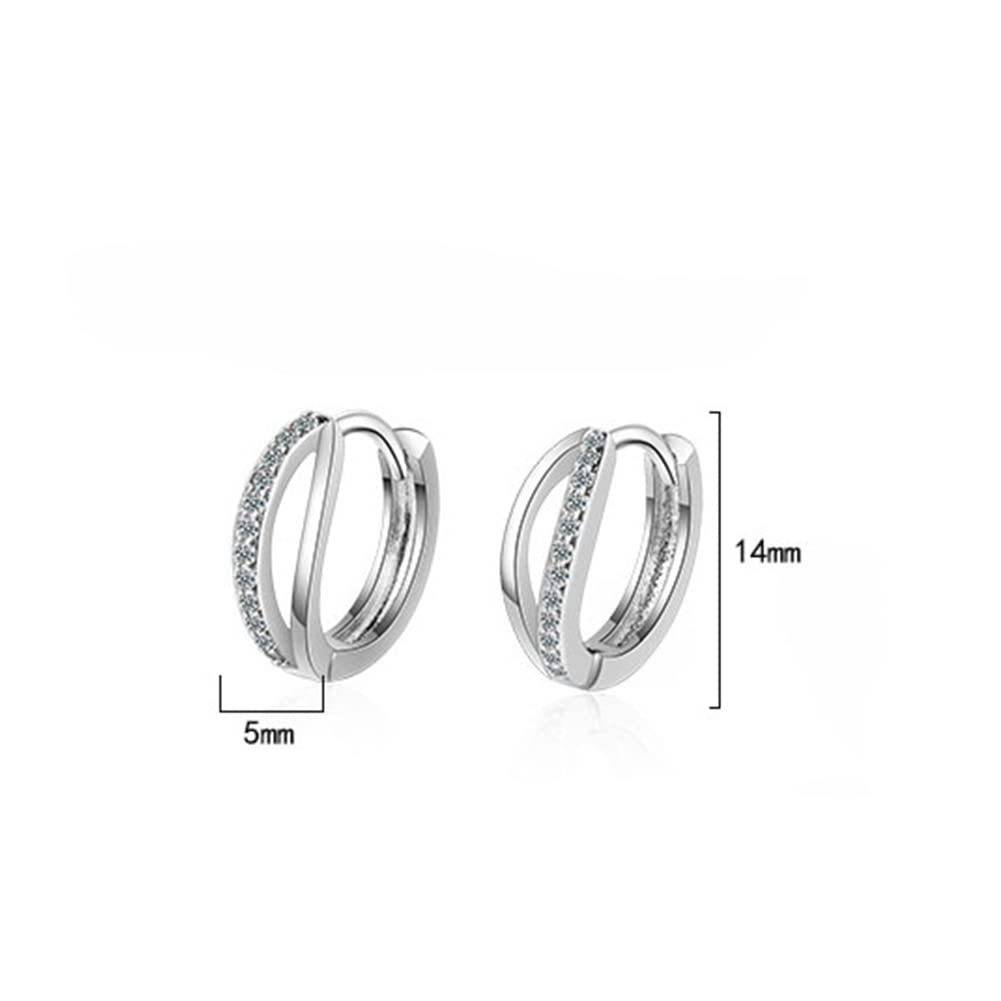 Rockyu フープピアス レディース 小さめ ジルコニア付き シンプルデザイン サージカルステンレス製 金属アレルギー対応