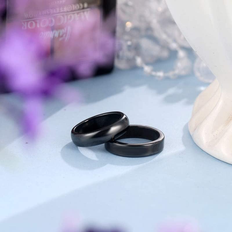 Rockyu テラヘルツ ブラックリング メンズ レディース兼用 指輪 3種セット