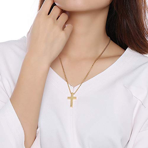 Rockyu クロスネックレス メンズ ステンレス製 十字架ペンダント チェーン付き 4色展開
