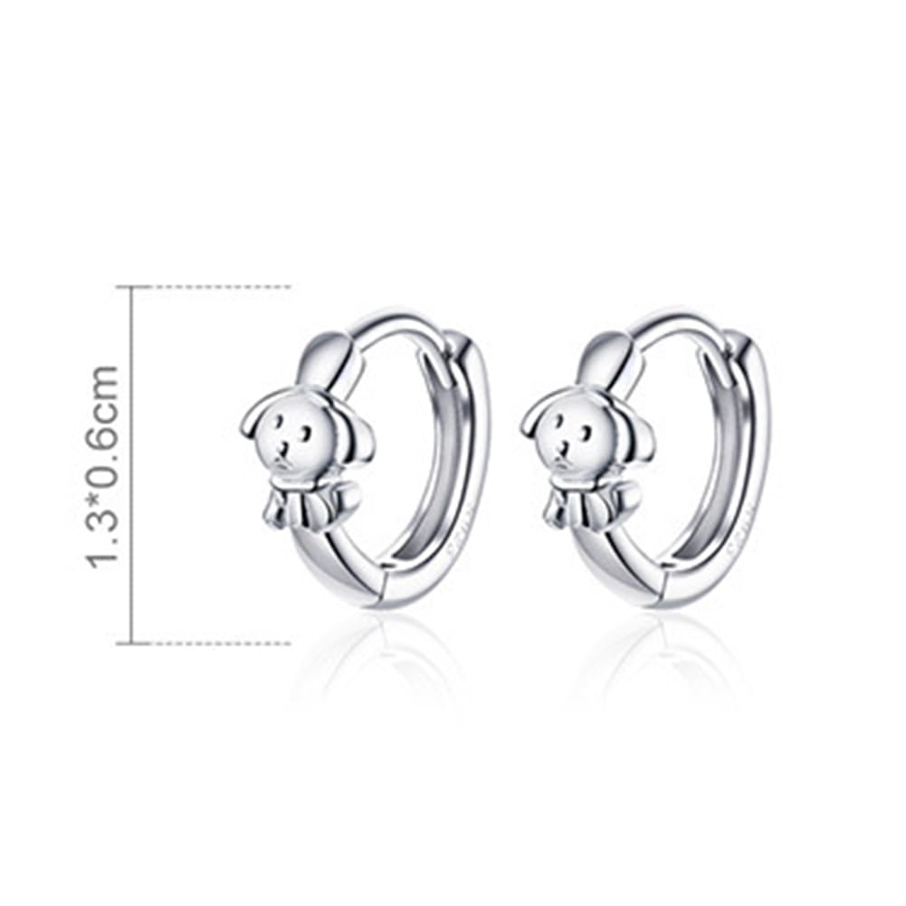 Rockyu ピアス レディース 小さめ ブランド シルバー925 可愛い ワンちゃん 犬ピアス 動物モチーフ ドッグ リングピアス 金属アレルギー対応 イヌ 両耳用 フープピアス おしゃれ バレンタインデー プレゼント アクセサリー