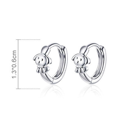 Rockyu ピアス レディース 小さめ ブランド シルバー925 可愛い ワンちゃん 犬ピアス 動物モチーフ ドッグ リングピアス 金属アレルギー対応 イヌ 両耳用 フープピアス おしゃれ バレンタインデー プレゼント アクセサリー