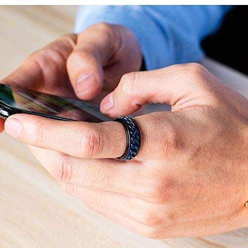 Rockyu スピナー 指輪 チェーンスピンリング メンズ ステンレス製 8mm 回転式 喜平チェーン 指輪