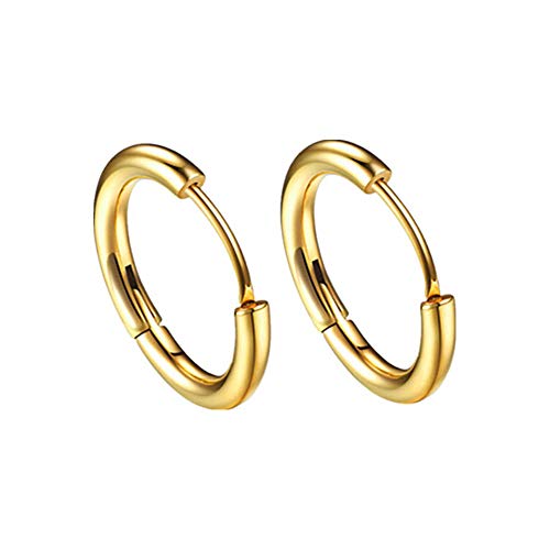 Rockyu フープピアス メンズ レディース 中折れ式 ステンレス 8mm〜20mm アレルギーフリー