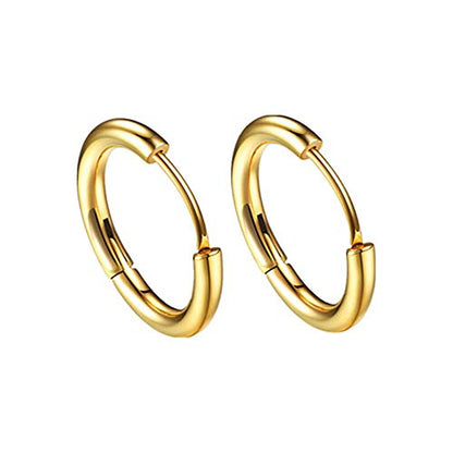 Rockyu フープピアス メンズ レディース 中折れ式 ステンレス 8mm〜20mm アレルギーフリー