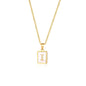 Rockyu ネックレス レディース ゴールド ホワイト イニシャルスクエアペンダント あずきチェーン ステンレス製 ギフトや記念日に