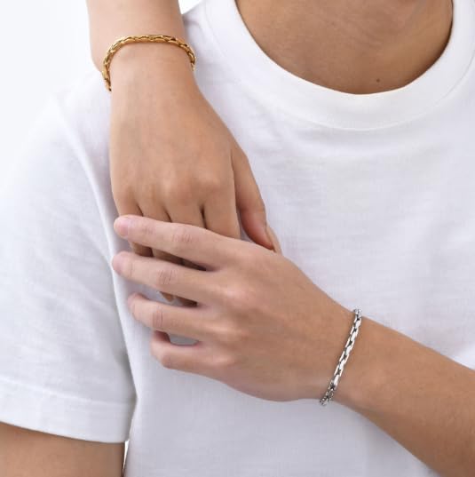 ペアチェーンブレスレット｜ステンレス製 メンズ＆レディース｜シルバー＆ゴールド お揃いギフト