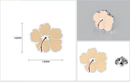 Rockyu ブローチ メンズ レディース イエロー フラワー エナメル メタルラペルピン