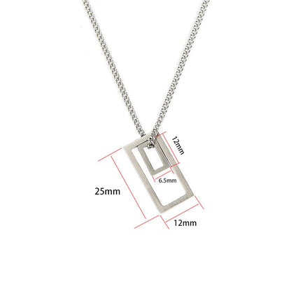 Rockyu ネックレス メンズ レディース 長方形 透かし彫り ゴールド シルバー ブラック ステンレス 金属アレルギー対応