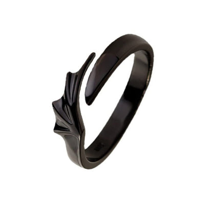 Rockyu 指輪 ペアリング メンズ レディース フリーサイズ 天使と悪魔 シルバー ブラック 925 純銀