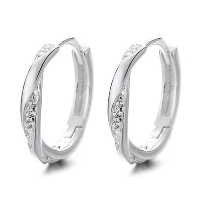 Rockyu ピアス レディース シルバー925 フープ 六角形＆ツイスト 小さめ ジルコニア 男女兼用