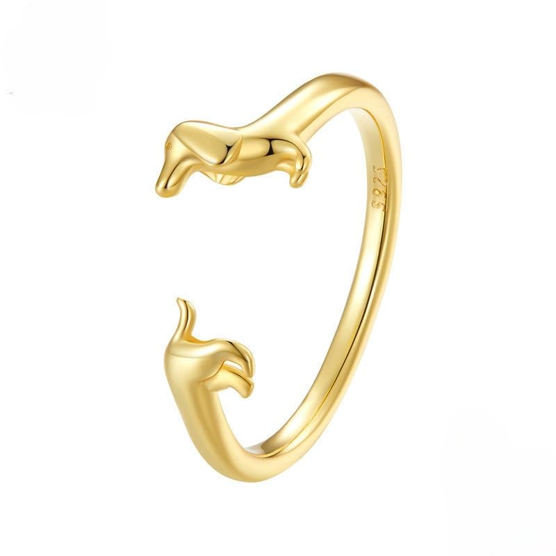 Rockyu ダックスフンドリング シルバー925 フリーサイズ 可愛い犬モチーフ