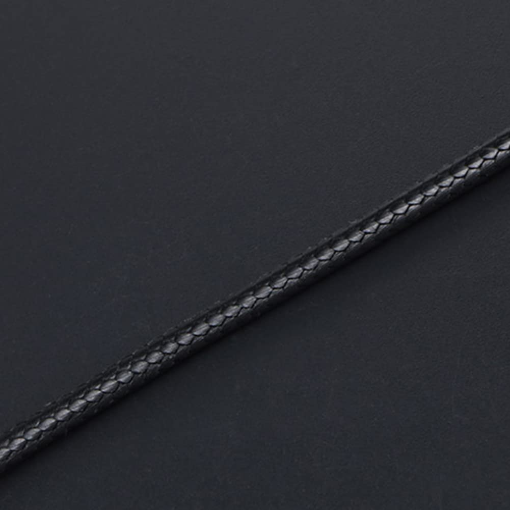 Rockyu ブラックワックスコードネックレス メンズ レディース