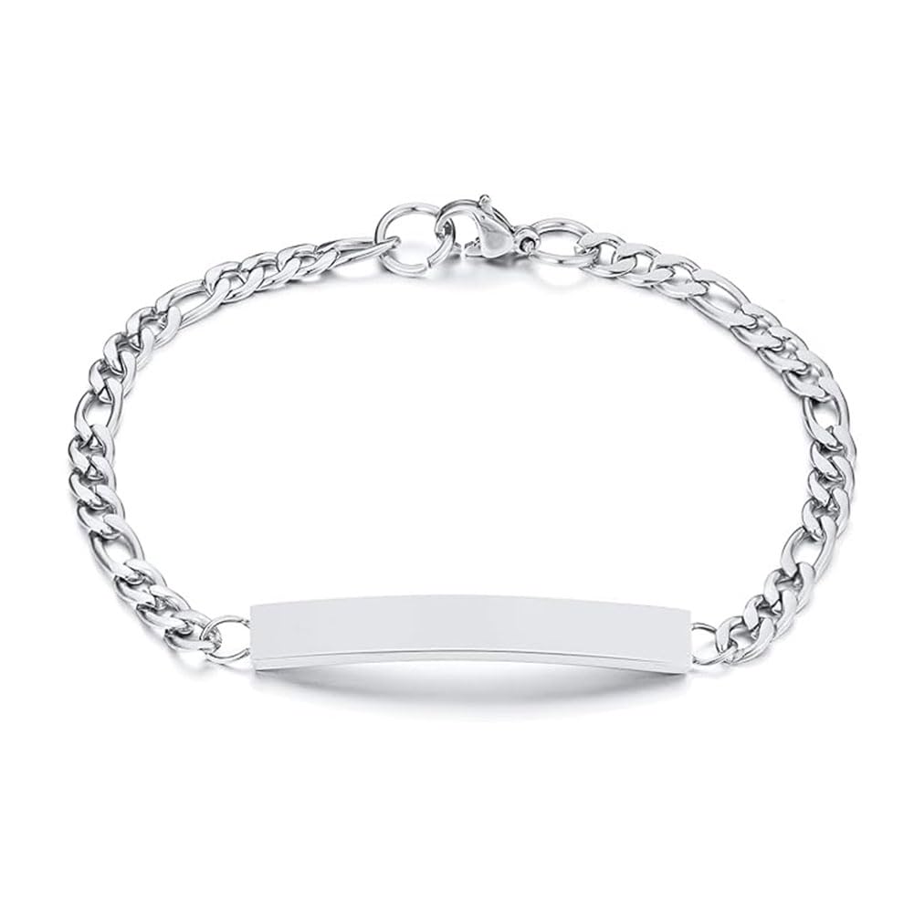 Rockyu ブレスレット レディース プレート チェーン ステンレス製 金属アレルギー対応 全3色