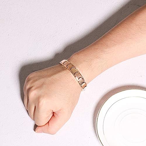 Rockyu ブレスレット メンズ 18K チタン製 磁気 ゲルマニウム ピンクゴールド＆シルバー ヨーロピアンスタイル