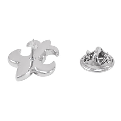 Rockyu ブローチ メンズ レディース 百合の花 シルバー クリスタル スーツアクセサリー