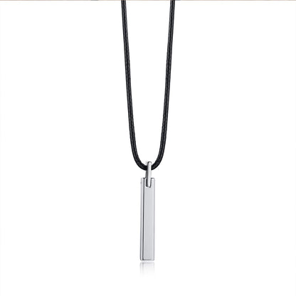 Rockyu バーネックレス メンズ タングステン 鏡面仕上げ スティックペンダント アレルギー対応