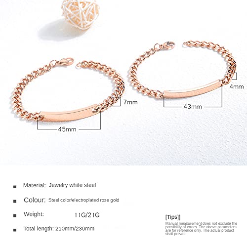 Rockyu カップルブレスレット｜ローズゴールド＆シルバーチェーン｜ペアアクセサリー